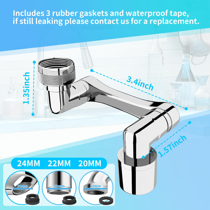[Australia - AusPower] - Longing Home 1080° Swivel Tap Extension, Heavy Duty Swivel Sink Extension, Universal Swivel Multifunctional Robot Arm, Rotating Spray Filter Extension Set of 2 