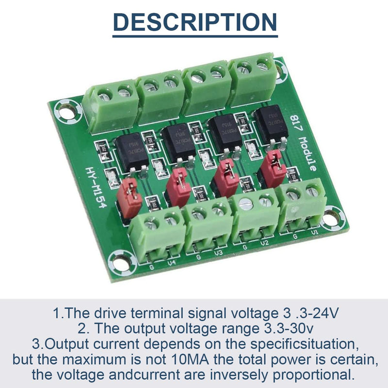 [Australia - AusPower] - 2 Pcs PC817 4 Channel Optocoupler Isolation Module 3.6-30V Voltage Converter Driver Photoelectric Isolated Board for Control Relay with 24AWG Wire 