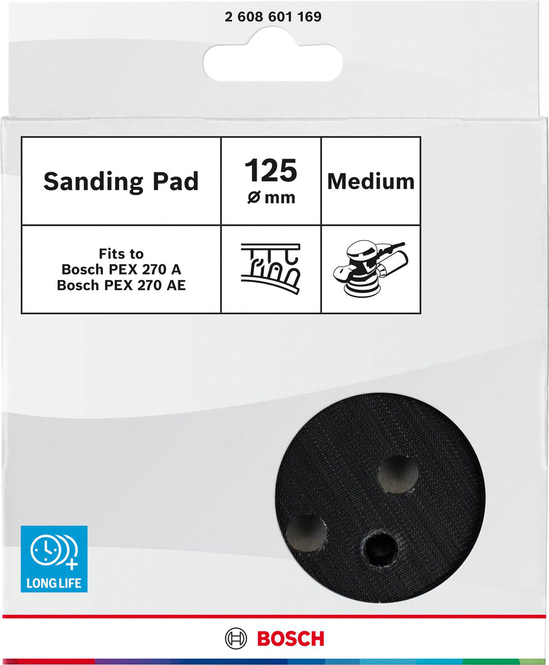 Bosch Professional sanding pad (for orbital sander PEX 270 A PEX 270 AE, sanding pad Diameter 125 mm medium hard), black, 2608601169 Single