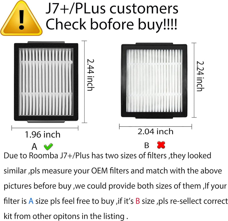 Parts accessories Compatible for iRobot Roomba e5 e6 i1 i2 i3 i4 i5 i6 i7 i8 j5 j6 j7 j8 and all Plus i e j Series Vacuum Cleaner 2 Set Roller Brushes 8 HEPA Filters 8 Side Brushes 1 caster wheel includes caster wheel
