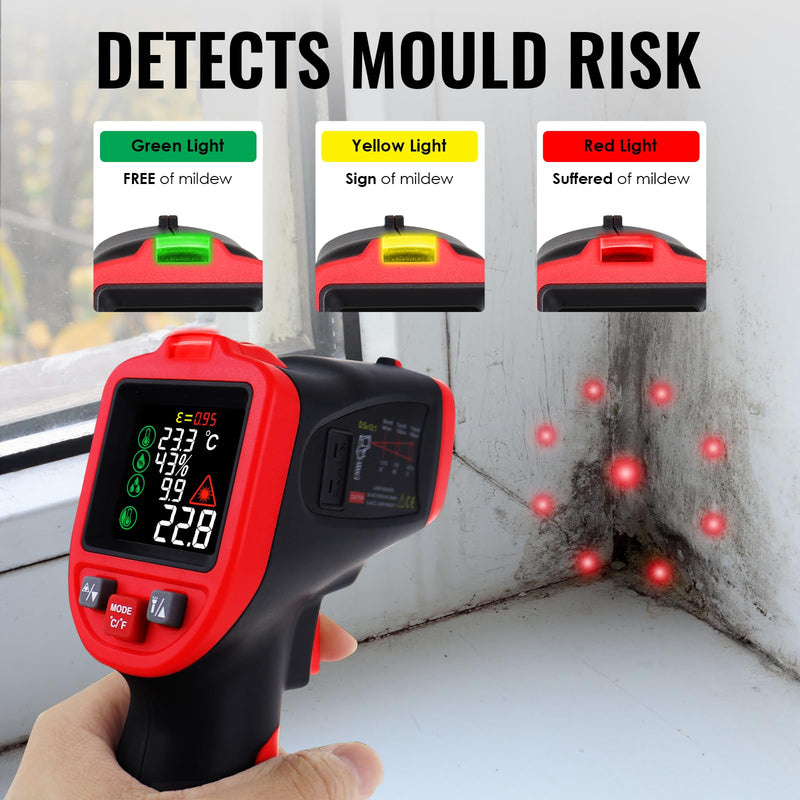 [Australia - AusPower] - Infrared Thermometer Gun with Pipe Temperature Clamp, High Accuracy HVAC Thermometer (-50°C to 850°C) for Cooking, Home Repair, Oven, HVAC, Automotive & Industrial Use, Adjustable Emissivity 