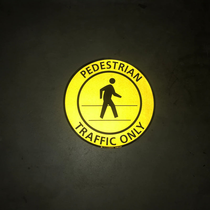 [Australia - AusPower] - TRADESAFE Pedestrian Traffic Only Anti-Slip Floor Sticker - Pedestrian Safety Caution Sign, Peel and Stick Adhesive Vinyl Sign, ANSI-Compliant, 17” Diameter Round Sticker 