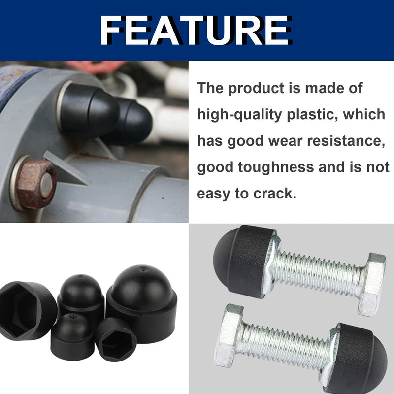 [Australia - AusPower] - smseace 150pcs 6-Values Bolt and Nuts Protective Caps M4/M5/M6/M8/M10/M12 Bolt Covers Caps kit Nuts and Bolt Cap Assortment Kit Used Protect Hex Screws 