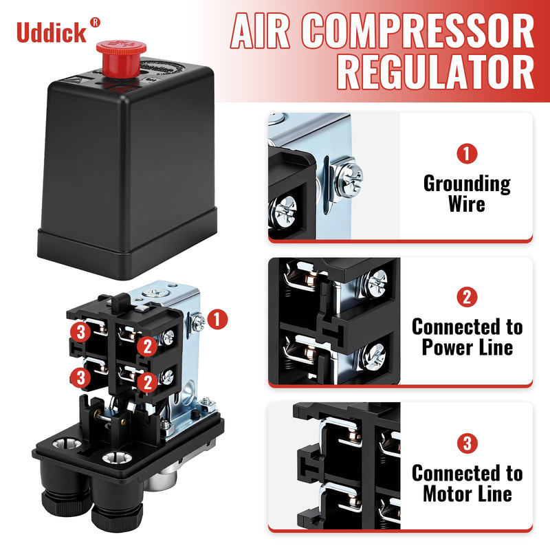 Air Compressor Pressure Control Switch with Gauge Regulator Control Valve,Manifold Regulator Air Compressor Parts,Pressure Switch Assembly of Regulating Valve