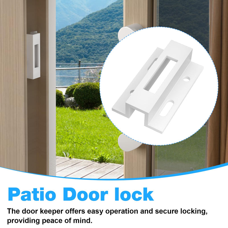 Patio Sliding Door Keeper／Hook Style Latch／E 2124 Latch Lock Replacement Pella,Micron 1200 Series,Viking Doors and Other Sliding Glass Doors,Extruded Aluminum (White) (2 Pack) 2 Pack