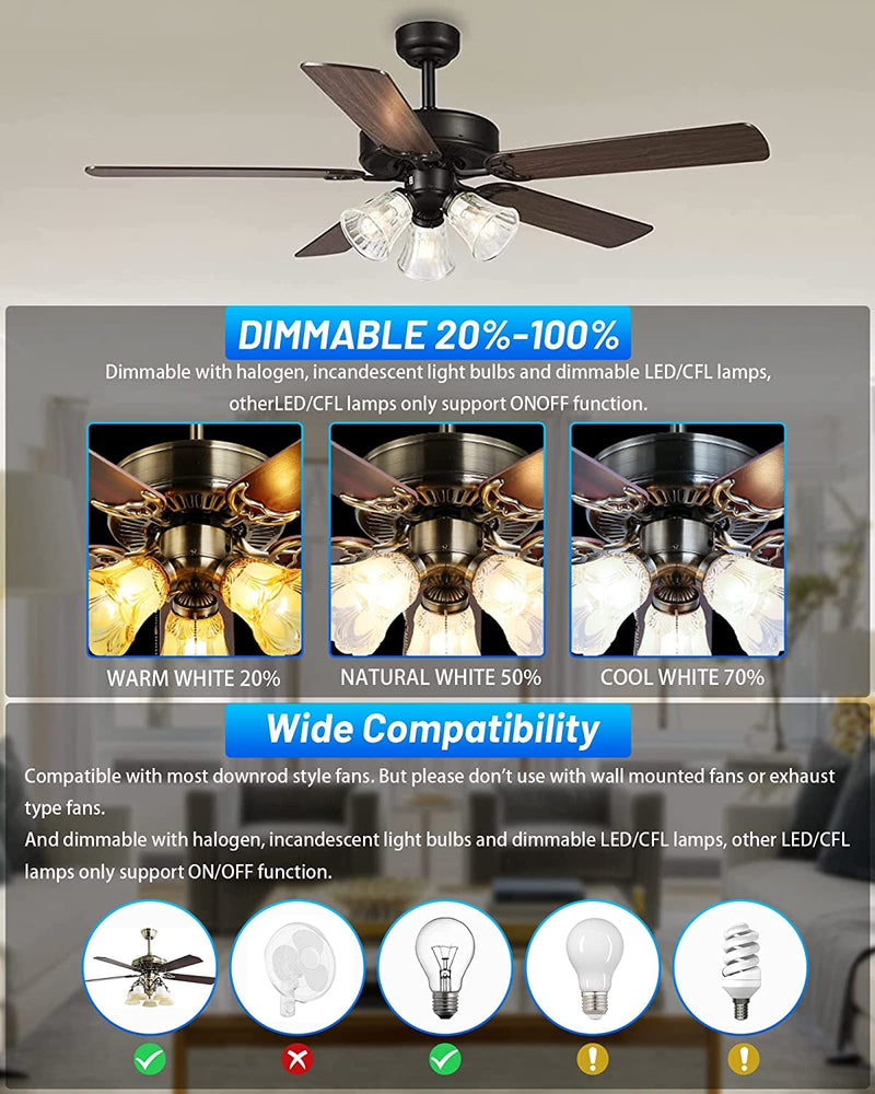 [Australia - AusPower] - 2 Pack Small Size Universal Ceiling Fan Remote Control Kit with Light Dimmer, 3 Speed Fan Controller Mini Receiver Replacement for Hampton Bay/Hunter/Harbor Breeze/Westinghouse/Honeywell and More Handheld Remote & Mini Receiver(2Pack) 