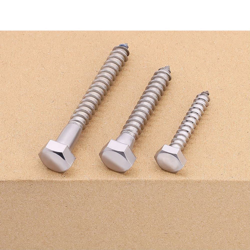 M8 x 75mm (10 pcs) Hex Lag Screws, 304 Stainless Steel 18/8, Hexagon Head Lag Bolts, DIN571 M8 x 75mm 10