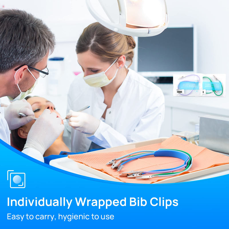 [Australia - AusPower] - JMU 5 Packs Dental Bibs Clips, Autoclavable Bib Holder Clips Silicone Individually Wrapped (1 Per Bag, Purple) 