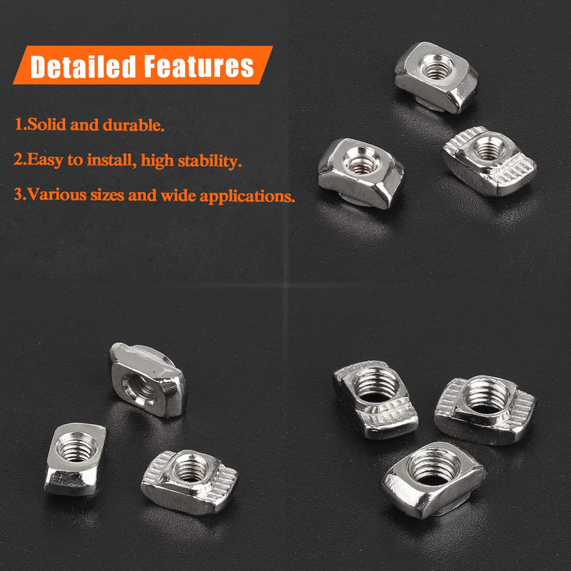 [Australia - AusPower] - 200 Pieces 2020 Series M3 T Nuts, M3 T Slot Nuts for Aluminum Profile M3 (200 PCS) 