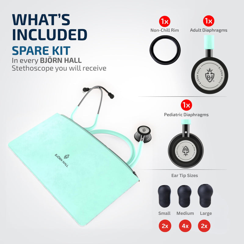 [Australia - AusPower] - Matte Black Turquoise Stethoscope & Case | Adult Dual Head Classic Chestpiece | Lightweight Design 5.9oz | Length 26in | Perfect for CMA Cardiac Med Student Nurse | Mint Teal Tubing MBGT Matte Black - Turquoise Stainless Steel 