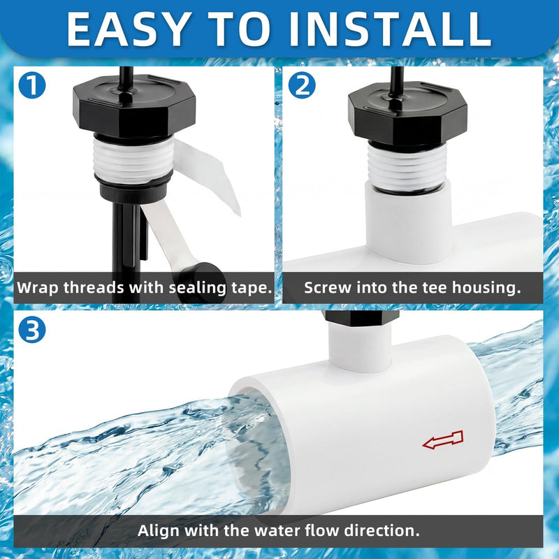 [Australia - AusPower] - Upgraded GLX-FLO-RP Flow Switch Fit for Hayward Goldline Aquarite Salt System, Metal Pool Water Flow Sensor for Hayward Salt Cell and Chlorine Generator with w/Tee and 15ft Cable 