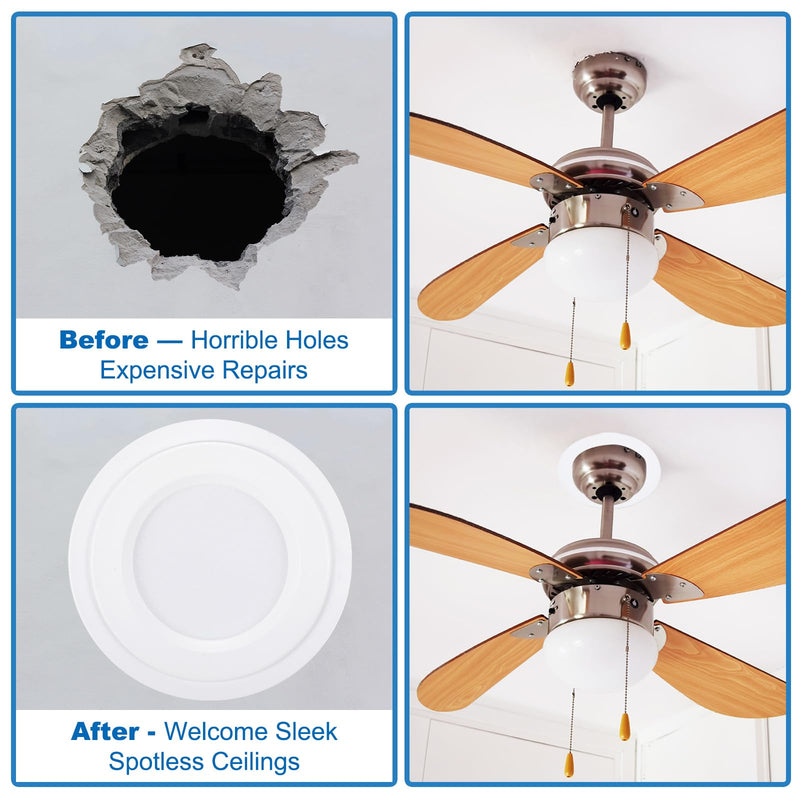 PATIKIL Goof Rings for 6-8" Inch Recessed Can Lighting Down Light, 8 Pcs Metal Goof Trim Rings Cover, Outer Diameter 8.62-inch, Inner Diameter 6.25-inch, Matte Finish White，Flush Mount 8.62" OD x 6.25" ID
