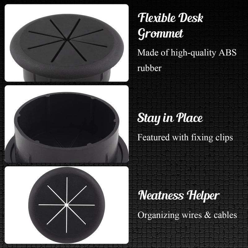 [Australia - AusPower] - 2pcs 2 Inch Cable Grommet, Flexible Desk Grommet, Cable Cord Hole Plug Wire Hole Cover for Desk, Table, Wire Pass Through (Black) Black 