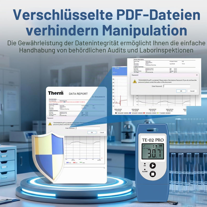 ThermElc TE-02 Pro Temperature Data Logger Automatic PDF/CSV Report, Reusable, Comparison of Data from Multiple Devices, Monitoring of Cooling, Temperature Recorder Compliant with 21CFR Part 11 TE-02 Pro 1PCS