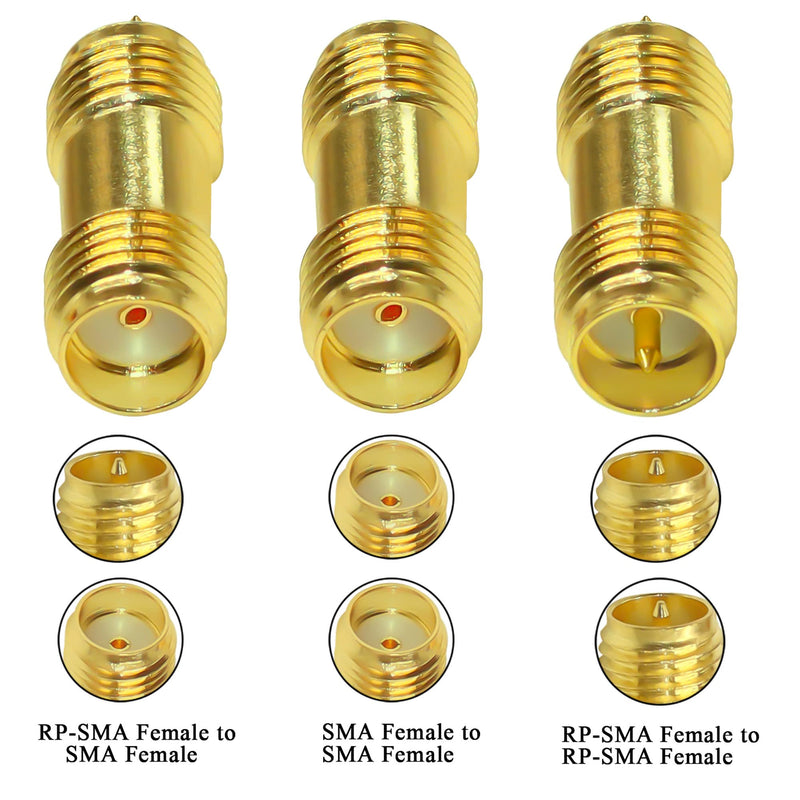 TUOLNK SMA Female to RP SMA Female RF Connector Kit RF Connector Converter for Antenna Radio Pack of 3