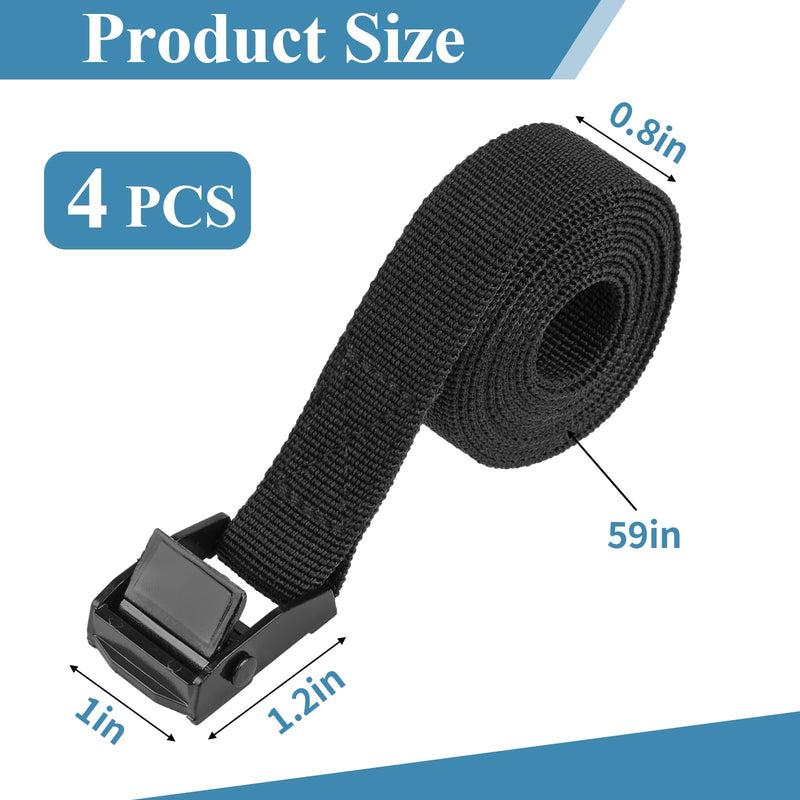 [Australia - AusPower] - PEASUG Tie Down Straps, 4 Pcs Lashing Small Ratchet Straps with Buckles, 0.78" x 5' Adjustable Simple Cinch Cam Pull Suitable for Trucks, Cargo, Luggage Black 0.78" x 5' 