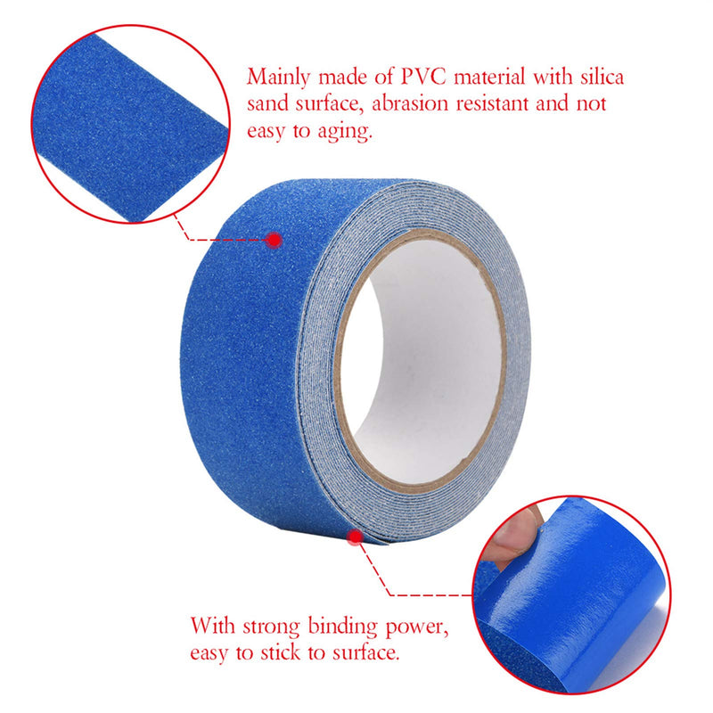 Oumefar 5M 5cm PVC Anti Slip Grip Traction Tape Colorful Safety Tape Adhesive Tape Foot Grip Tape for Safety Stairs Steps Ladders Indoor Outdoor(Blue)