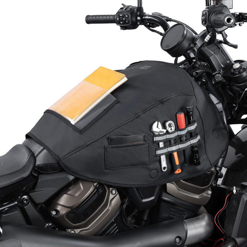 KEMIMOTO Motorcycle Fuel Tank Bag Cover Dustproof Fuel Gas Pad Cover Protector with Strong Retention Compatible with Touring Softail