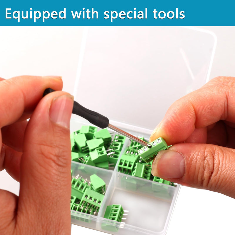 [Australia - AusPower] - 52PCS 2.54mm 0.1" Pitch PCB Mount Screw Terminal Block Connector, Minidodoca 2P 3P 4P 5P Terminals 150V 6A for 26-18AWG Cable?Equipped with Special Screwdriver 52pcs Terminal Block Connector 
