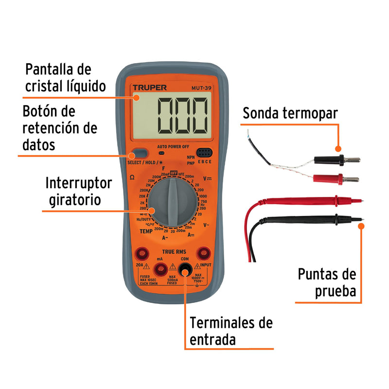 [Australia - AusPower] - TRUPER MUT-39 Professional Digital Multimeter 