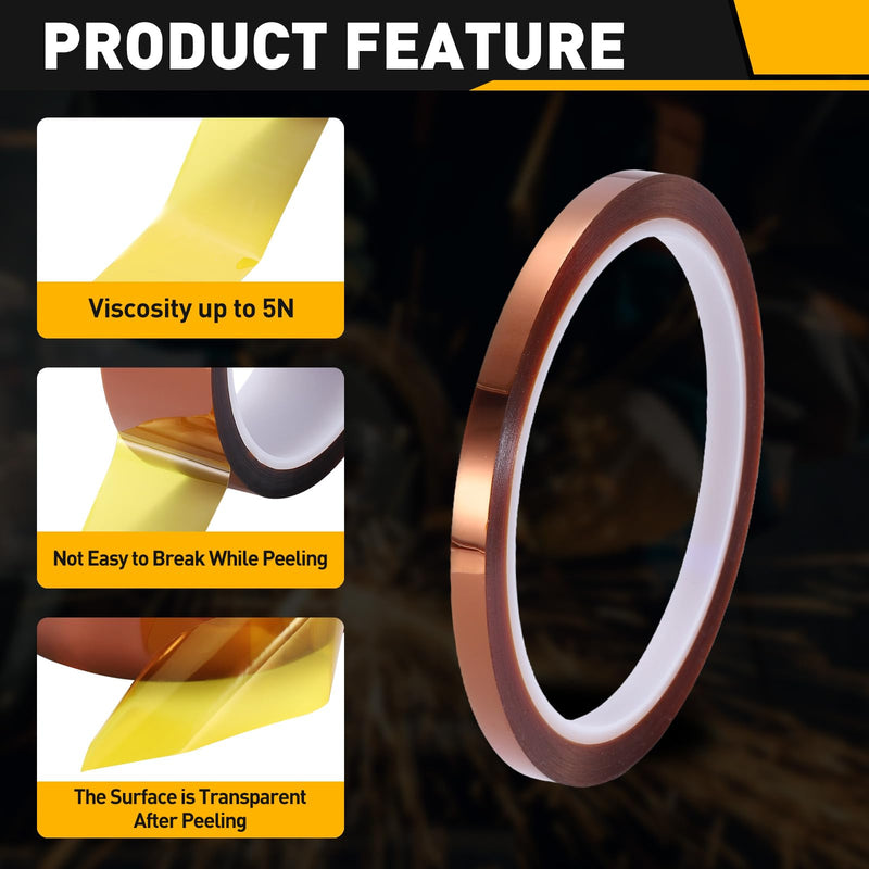 uxcell 2 Rolls Heat Tape, 6mm x 33m (108ft) Polyimide Heat Transfer Sublimation Tape No Residue High-Temperature Resistant Tapes for Heat Press Soldering Circuit Board, Brown 6mm x 33m (108ft)