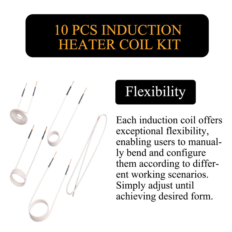 [Australia - AusPower] - Induction Heater Coil Kit, for Magnetic Induction Heater, 10 PCS Induction Coil Kit, 8 Pre-formed Coils & 2 Flexible Free-form Coils, for Removing Rusty Bolts and Nuts 
