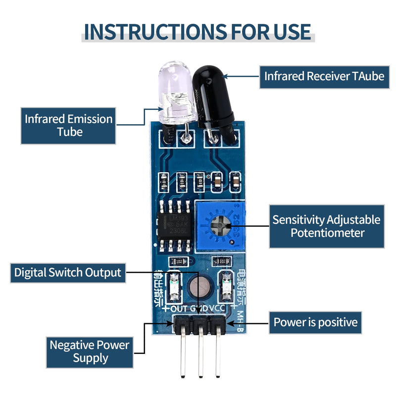 [Australia - AusPower] - 10pcs IR Infrared Obstacle Avoidance Sensor Module for Smart car Robot 3 Wire Photoelectric Reflection Sensor 