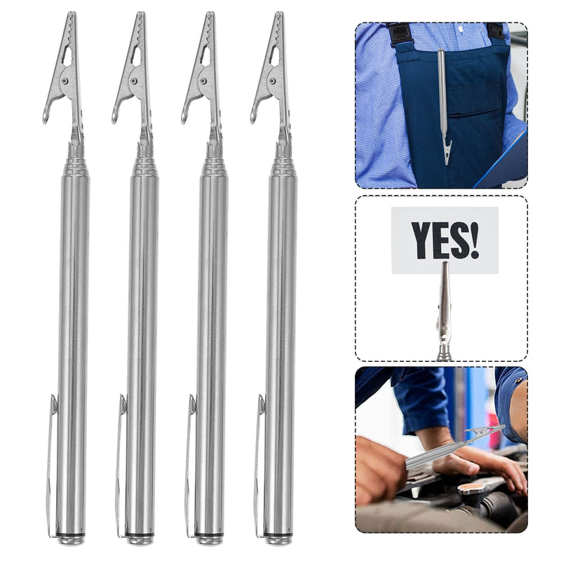 [Australia - AusPower] - Uonlytech 12 Pcs Telescoping Alligator Clips Adjustable Stainless Steel Retractable Clamps with Pen Clip for Electrical Testing and Home Repair 15.7X1CMx3pcs Silverx3pcs 