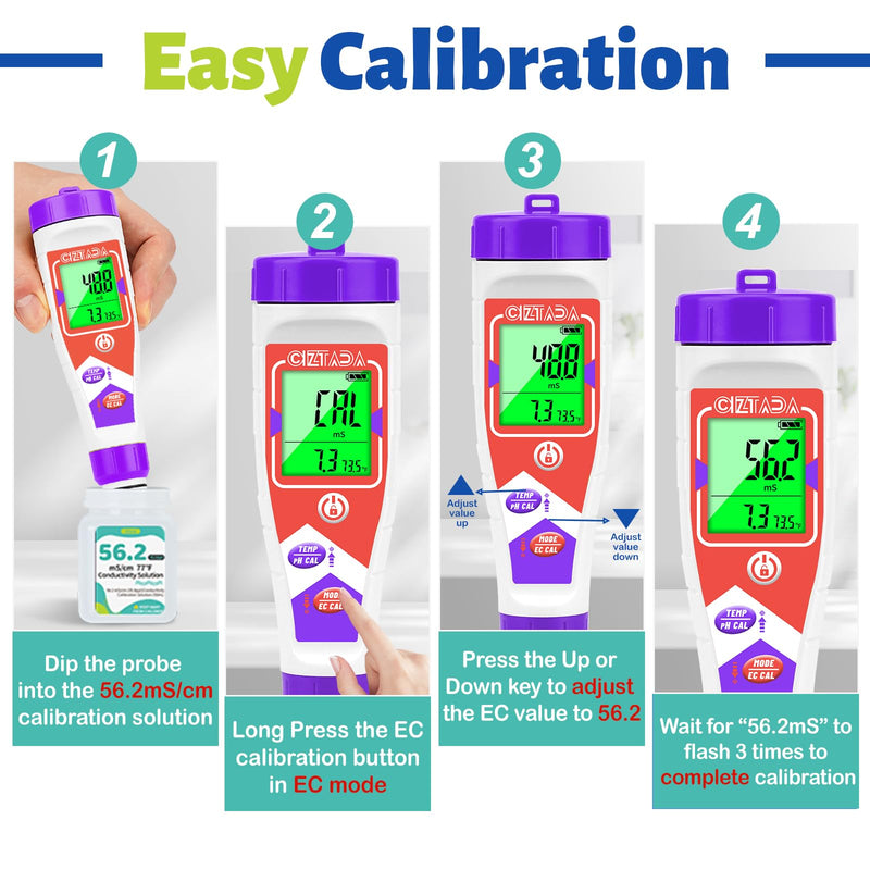 [Australia - AusPower] - 56.2 mS/cm Calibration Solution Kit, 4-Pack 35.0ppt Conductivity Standard Calibration Solution 50 ml for Aquarium Salinity Tester, Pool Salt Tester, Hydroponics EC PPM Meter 