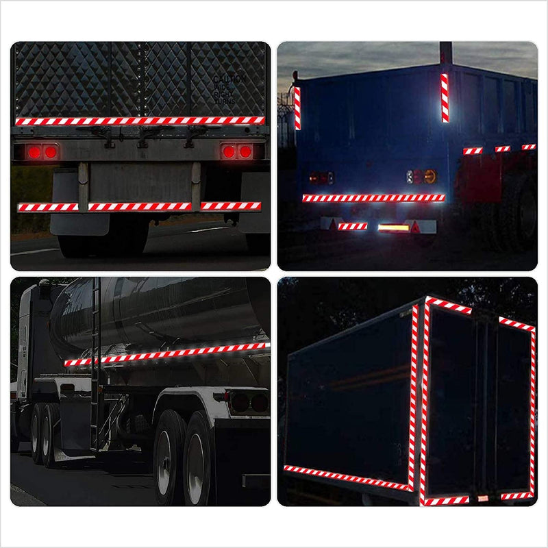 Reflective Tape, Waterproof Self Adhesive Dot Reflective Tape Outdoor Safety Caution Reflector for Trailers, Bikes, Cars（Red White, 4 Inch x 32.8 Feet） Red White