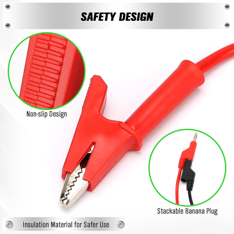 [Australia - AusPower] - SWANLAKE 2-Piece Banana Plug to Alligator Clip Test Leads, 1000V 15A 3.5ft/1M Multimeter Electrical Alligator Clips, Flexible Copper Cable Banana Plug, Electrical Wires with Gator Clips 