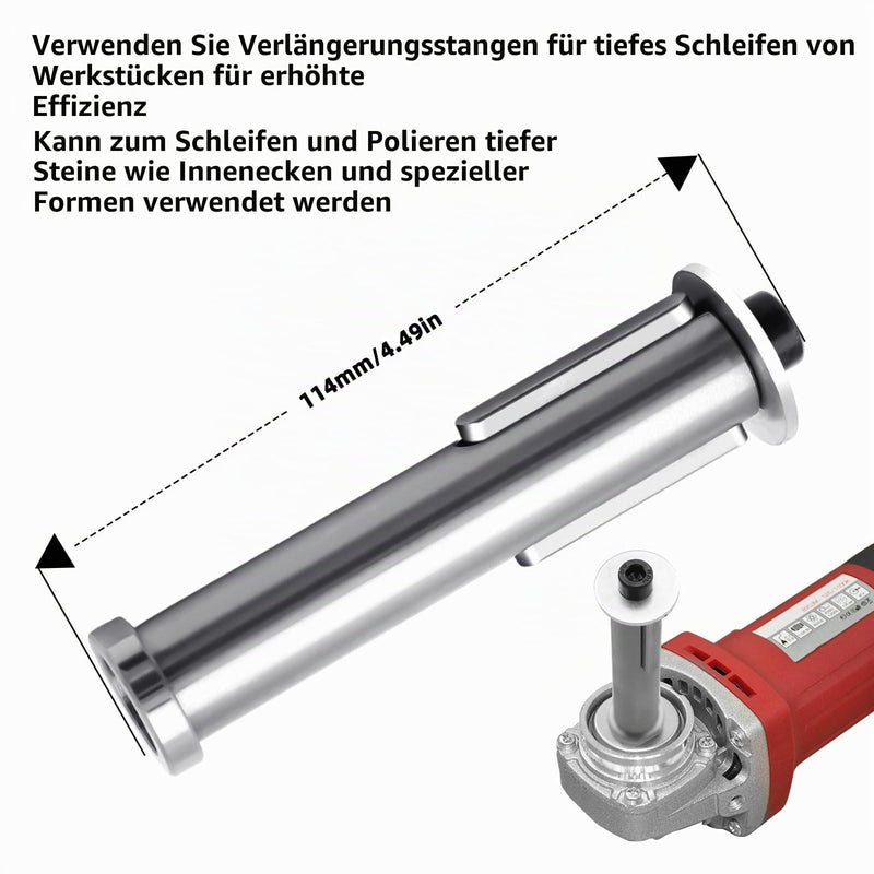 Silver Versatile Satin Roller M14 Thread Mandrel Satin Attachment Extension Adapter Mounting Mandrel M14 Thread Satin Machine Mandrel for Angle Grinder Roller Grinding Machine
