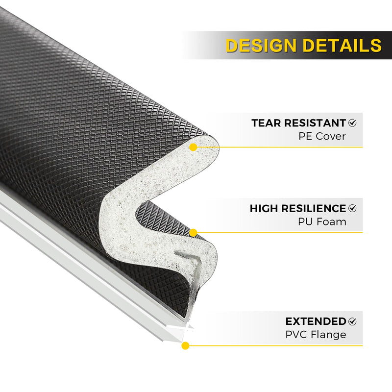 [Australia - AusPower] - Soundproof Weather Stripping Door Seal for Large Gaps - Easy Install Black Foam Strip, 26 ft 26FT 
