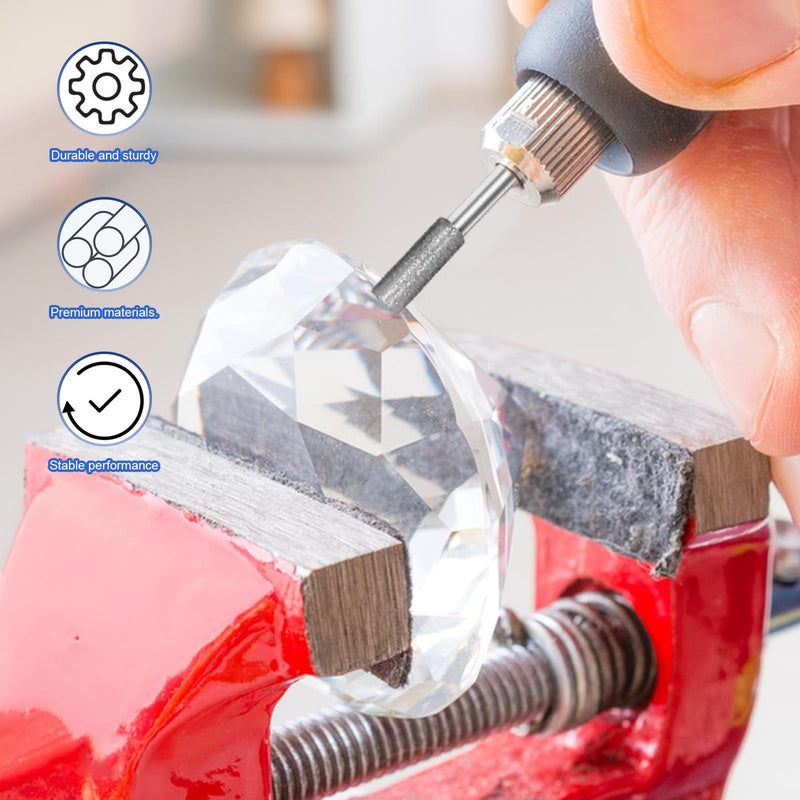 24 Piece Diamond Burr Set with 1/8 Inch Shank Diamond Grinding Points Grit 60 Grit 150 Burrs Sanding Pins with 3 mm Grinding Attachments for Carving Polishing