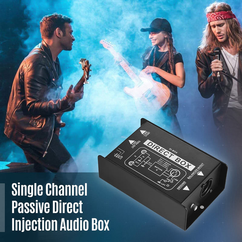 [Australia - AusPower] - Professional Single Channel Passive DI-Box Hum Eliminator Direct Injection Audio Box Balanced & Unbalance Signal Converter for Electric Guitar Bass Live Performance Direct Box 