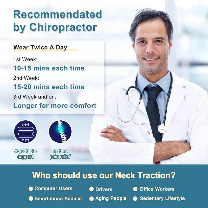 [Australia - AusPower] - Neck Stretcher, Cervical Traction Device, Neck Traction Device, Adjustable Inflatable Neck Braces for Neck Pain and Support, Neck Stretcher Cervical Traction, Neck Decompression Home Use (Gray) Grey 