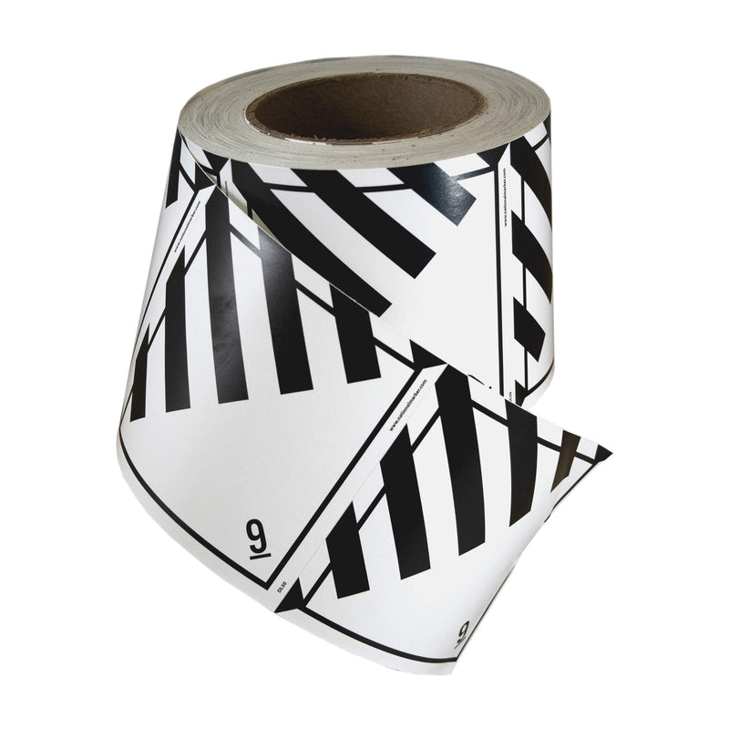 NMC DL50AL 9 Placard Label - [Roll of 500] 4 in. Square Pressure Sensitive Paper DOT Shipping Label with Black Text on White Base