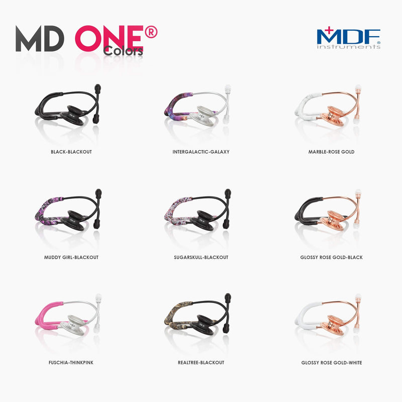 MDF Instruments, Rosegold MD One Stainless Steel Stethoscope, Adult, White Tube, Rosegold Chestpieces-Headset, MDF777RG29 Stainless Steel Rose Gold - White