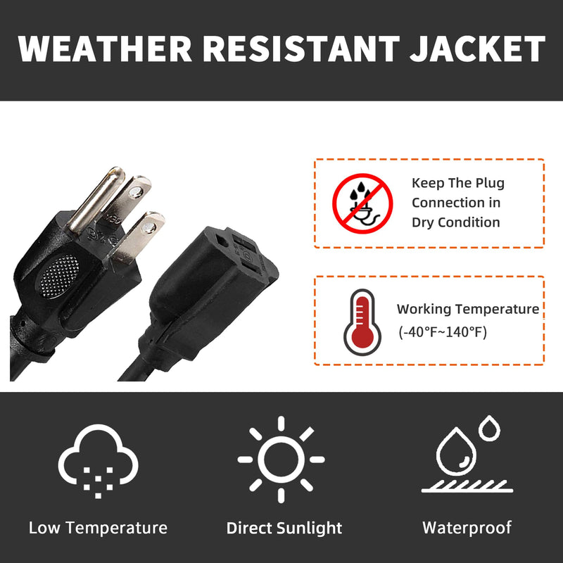 [Australia - AusPower] - 10FT Outdoor Extension Cord-16/3 SJTW Durable Black Extension Cable with 3 Prong Grounded Plug for Safety,Great for Outside Christmas Decorations 10FT Standard 