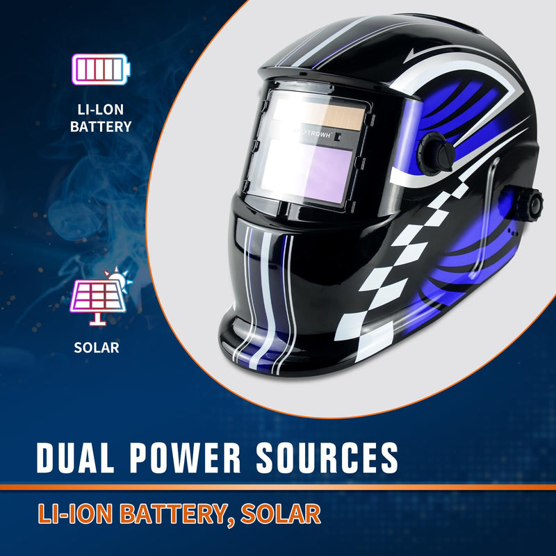 TRQWH Welding Hood Auto Darkening Welding Helmet with Light True Color 1/1/1/2 Top Optical Clarity Wide Shade 9-13 Welding Mask with Grinding Weld Helmet (TRQ-HD01) KTS-HD01