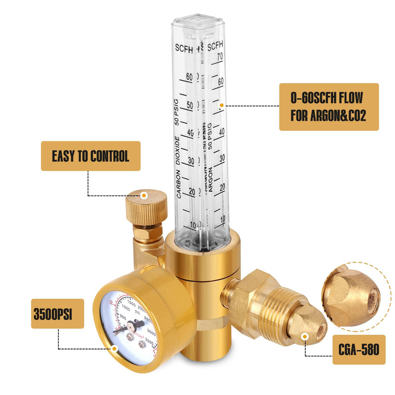 [Australia - AusPower] - Argon/CO2 Mig Tig Flow Meter Gas Regulator Gauge Welding Weld 
