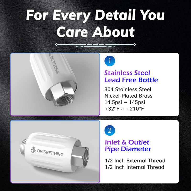 [Australia - AusPower] - Salt Free Water Descaler, Water Heater Softener, Prevent Scale Buildup On Water Heaters, Faucet, Smart Toilet & Washer, Scale Inhibitor Inline Water Descaler System, 1/2" Connector K1 