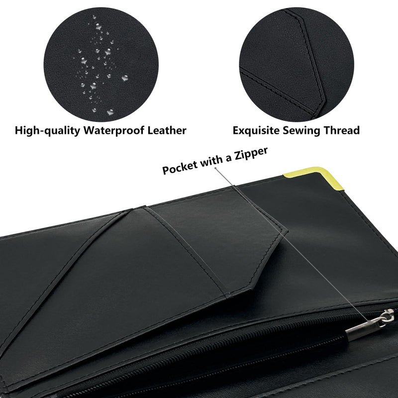[Australia - AusPower] - Server Book,Cutaswish Server Books for Waitress Cute,Waiter Receipt Book,PU Leather Waitress Book with Zipper Pocket,Waitress Accessories(Leaves B) D 