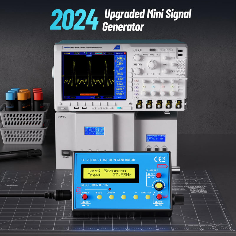 1Hz-500kHz DDS Signal Generator with Schumann Resonator, Portable Multifunction Waveform Generator with AC/DC Power, Ideal for Oscilloscope Calibration, Audio Testing, and Stress Relief