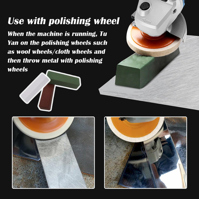 [Australia - AusPower] - CHROMACRAFT 3 Pieces Metal Polishing Wax, Polishing Cutting Compound, Sanding Polishing Tool, Multifunctional Polishing Tool 