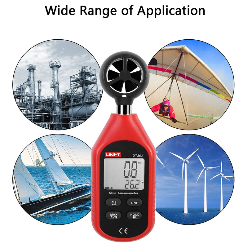 [Australia - AusPower] - UNI-T UT363 Mini Digital Anemometer High Precision Wind Measuring Instrument Hand - held Impeller Wind Speed Sensor Anemometer 