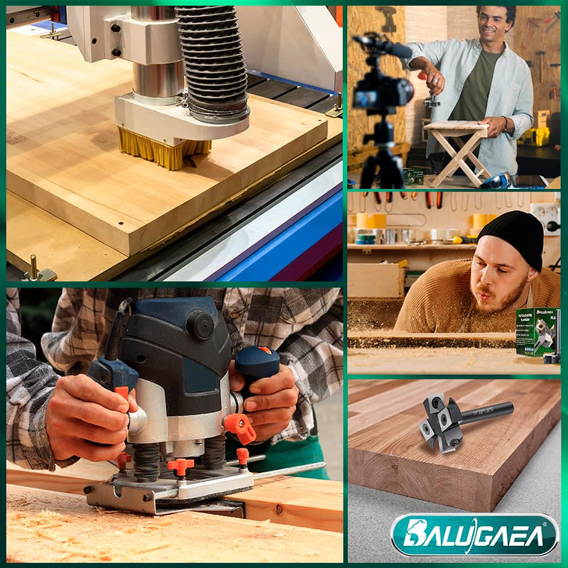 [Australia - AusPower] - BALUGAEA 8mm Shank Face Router Bit - 38.1mm Cutting Diameter - Equipped with 4 Interchangeable Carbide Blades 12 x 12mm / 0.47" x 0.47" / 38.1mm Cutting Diameter - Equipped with 4 Interchangeable 4Z Fräser S=8mm D=38.1mm L=60mm 