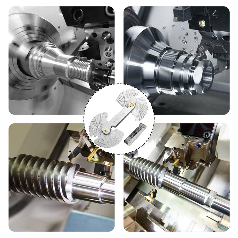 [Australia - AusPower] - 52 Sheets Thread Gauge, Metric Inch, Thread Template, Fine Thread Measuring Tool, Stainless Steel Thread Gauge, Metric 60 Degrees, Radius Gauge, Radi Gauge, Feeler Gauge for Precision Measurements 