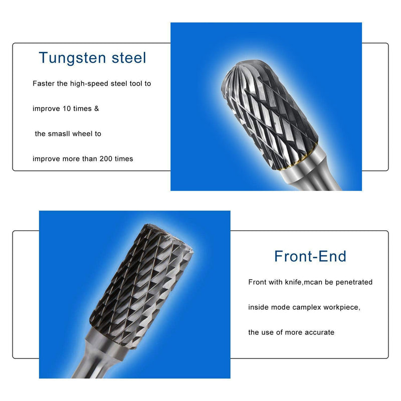 [Australia - AusPower] - ASNOMY 1 Piece Tungsten Steel Carbide Cutter Set with Rotary Head for Grinding Files 6 x 12 mm for Drilling Metal Polishing - A A-Typ 