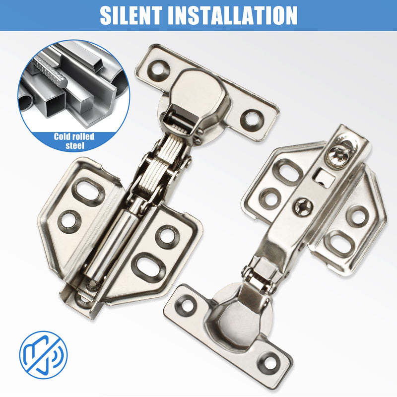 10 Pcs 26mm Frameless Soft Close Cabinet Hinge 90 Degree Full Overlay Kitchen Door Hinge Concealed Kitchen Cupboard Hinges Cupboard Door Hinges with Screws 10